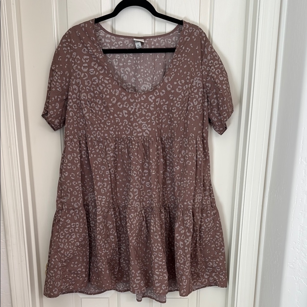 Leopard Print tiered baby doll dress